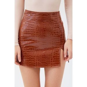 Motel Tan Croc Mini Skirt